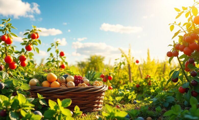 Imagem de natureza e alimentos benéficos para a mente