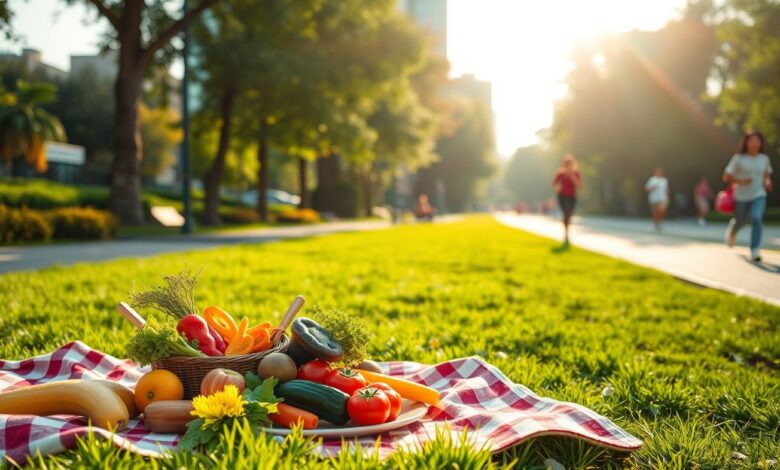 Pessoa fazendo uma rápida sessão de exercícios ao ar livre